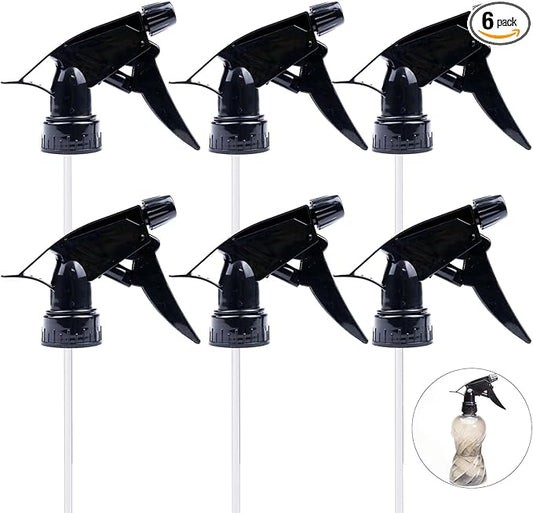 6pcs Spray Bottle Replacement Nozzle Mist Spray & Stream Sprayer Reusable with Tube Tops Fit Standard 28/400 Neck Bottles for Kitchen, Garden and Office Cleaning Supplies