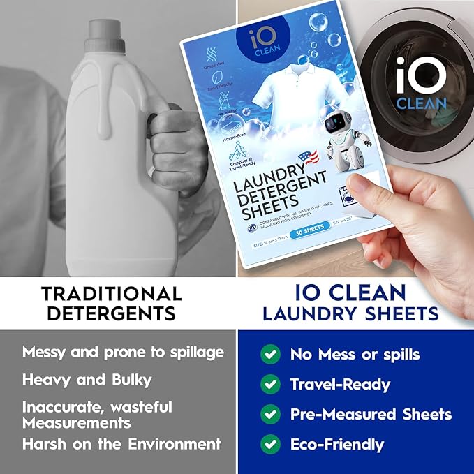 Eco-Friendly Laundry Detergent Sheets – 30 Pack | Ultra-Concentrated & Hypoallergenic | Biodegradable & Travel-Friendly | Zero-Waste Laundry Strips for Fresh, Powerful Cleaning