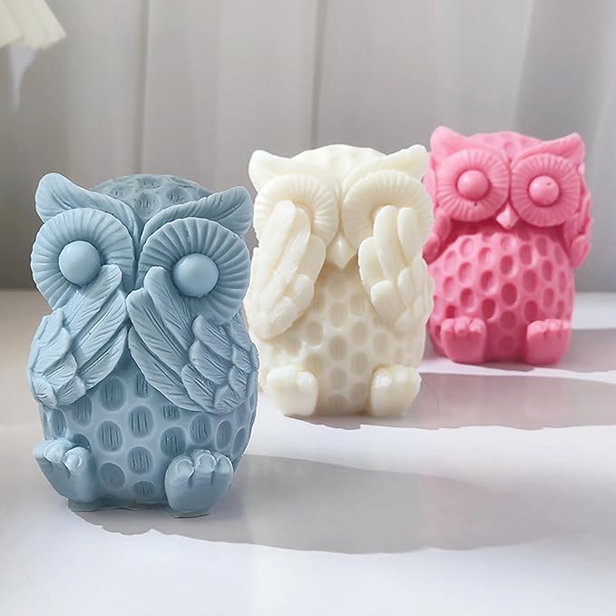 3D Owl Molds Nighthawk Mold Owl Candle - Resin Casting Silicone Molds for Home Decor & Candle Making Wave Spiral Mold