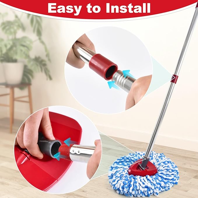 Mop Handle for Ocedar, Spin Mop Handle for O Cedar, 4-Section Mopping Handles Replacement for Ocedar, 30" to 58" Adjustable Stick for O-Cedar, Extra Long Pole Handles for O Cedar