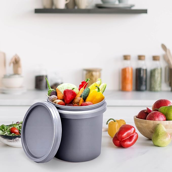 Gerrii 10 Pack Gray 1 Gallon Plastic Bucket with Handle and Lid Food Storage Bucket Containers All Purpose Pail for Paint Water Art Crafts Projects Garage Organization