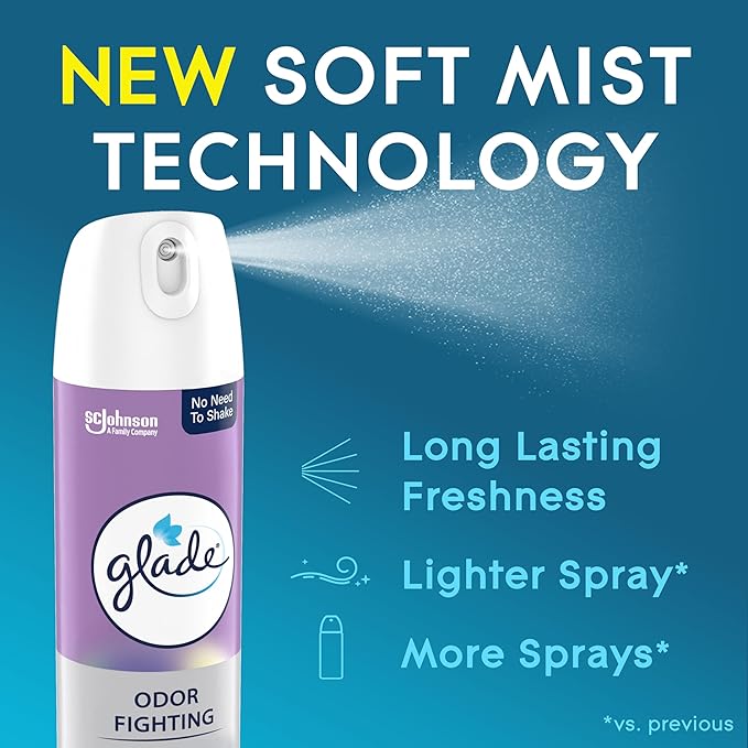 Glade Air Freshener Room Spray, Lavender & Vanilla Scent, Odor Fighting to Deliver Long Lasting Freshness, 8 Oz, 6 Count
