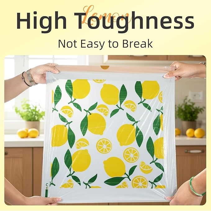 13 Gallon Trash Bags Drawstring, 50 Count Tall Kitchen Trash Bags, Sturdy Large Trash Bags, Lemon Printed Garbage Bags 13 Gallon Tall Kitchen, Tear Resistant Kitchen Garbage Bags for Kitchen