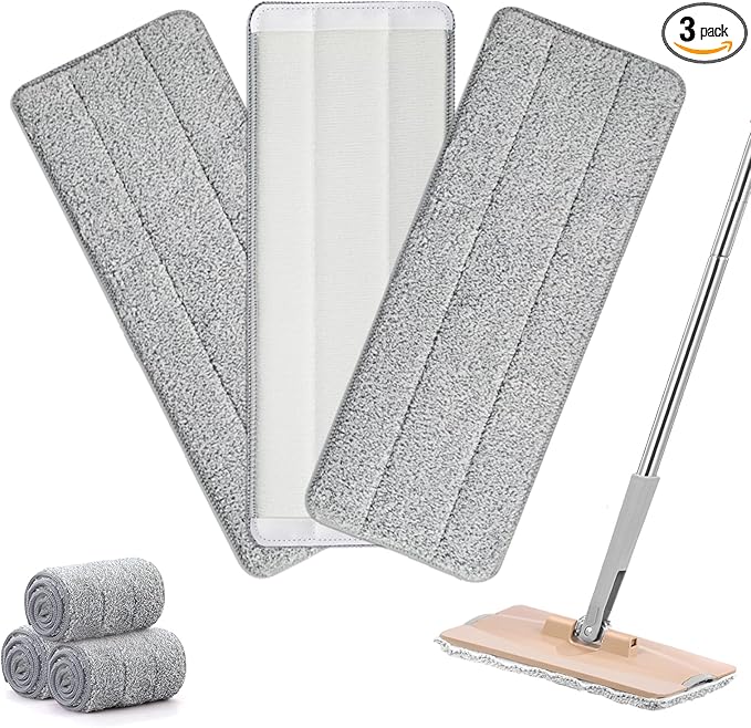 Microfiber Mop Replacement Pads Compatible with Joymoop or Squeeze Mop Bucket Set, Joymoop Mop Replacement Pads, 13" x 4.9" Washable Mop Pads/Head/Refill for Floor Cleaning (3 Pack)