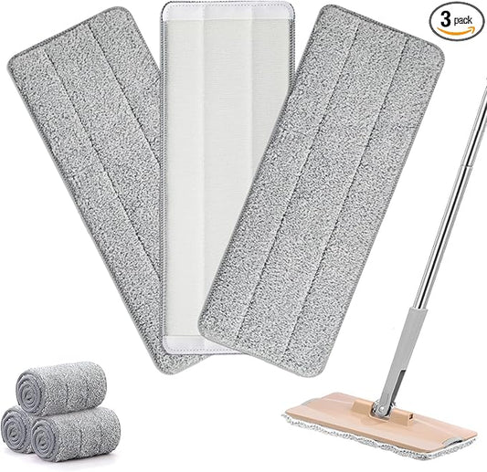 Microfiber Mop Replacement Pads Compatible with Joymoop or Squeeze Mop Bucket Set, Joymoop Mop Replacement Pads, 13" x 4.9" Washable Mop Pads/Head/Refill for Floor Cleaning (3 Pack)