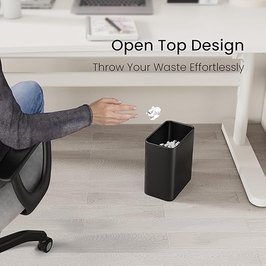 Cesun Small Bathroom Trash Can 2.1 Gallon Wastebasket, Modern Metal Garbage Can Office Waste Basket, Matte Black Stainless Steel Trash Bin for Bedroom, Home Office, Toilet, rv, Near Desk, Under Sink