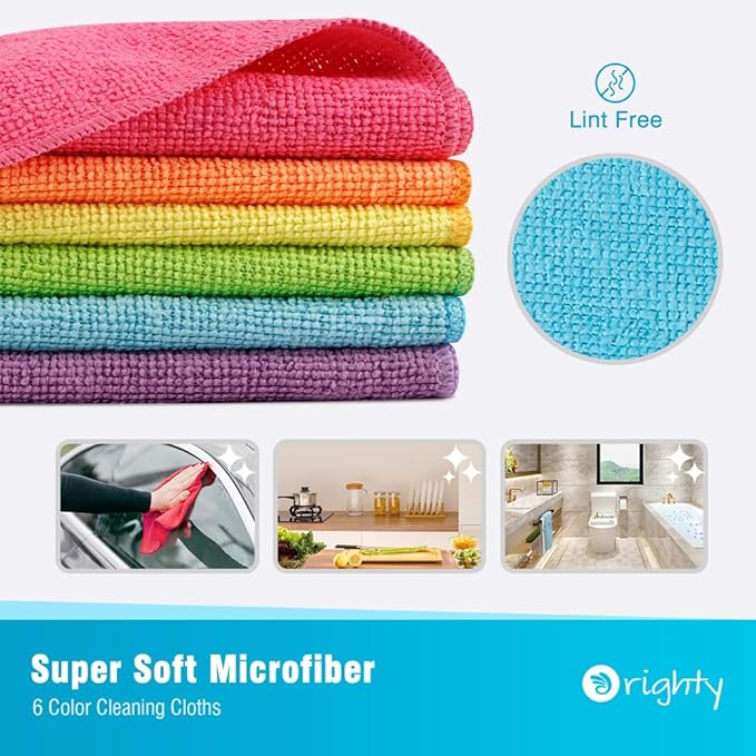 Orighty Microfiber Cleaning Cloth Pack of 120, Microfiber Towels for Cars, Highly Absorbent Car Cleaning Supplies, Lint Free Cloths Clean Rags for Car Care, House, Kitchen, 12x12 inch