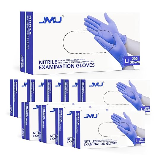 JMU Nitrile Gloves Large Bulk 2000 Count, 3.5 Mil Disposable Gloves Latex-Free, Violet Blue