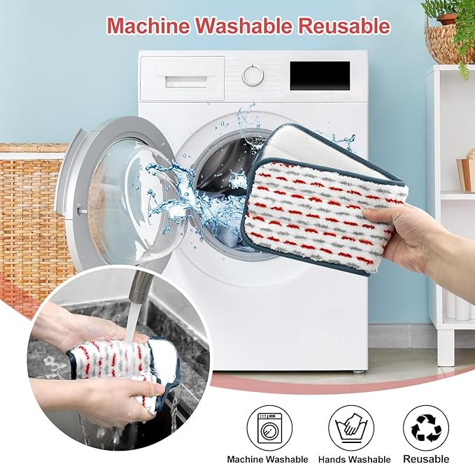 4 Pack Upgraded Reusable Mop Pads Compatible with Swiffer PowerMop, Mopping Pad Compatible with Swiffer Power Mop, Spray Refill for Multi-Surface Floor Cleaning, Reusable Thicker Microfiber Material