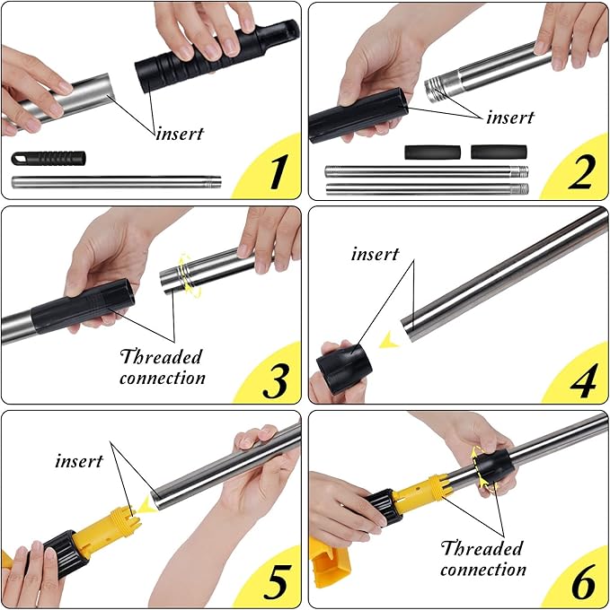 Masthome Industrial Mop, Commercial Mop for Floor Cleaning Heavy Duty, Cotton Mops Looped-End String Wet Mops with 2 MopHeads for Home, Garage, Office Floor Cleaning (Yellow-Blue)