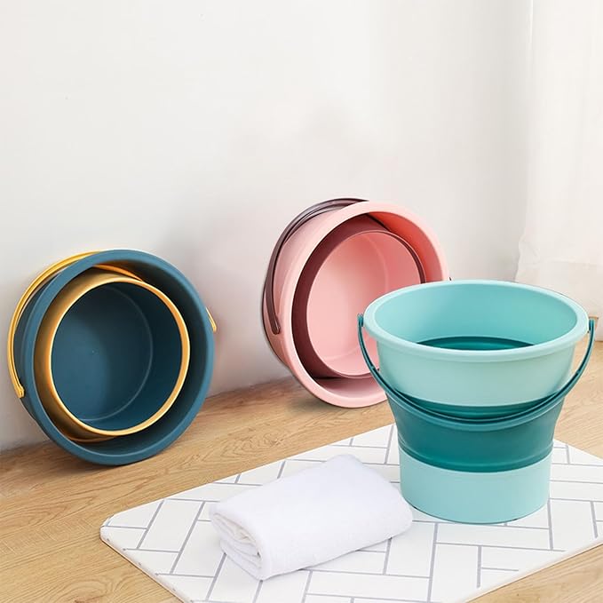 Collapsible Bucket 4.5 Gallon/17L Large Plastic Household Cleaning Mop Buckets Foldable Water Bucket for Car Wash Fishing Camping Beach (Pink-Large)