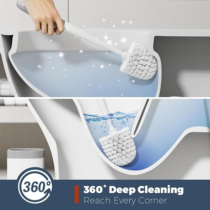 Toilet Brush, 2 Pack Toilet Brush and Holder Set Bathroom Accessories, Toilet Bowl Brush and Holder for Bathroom, White