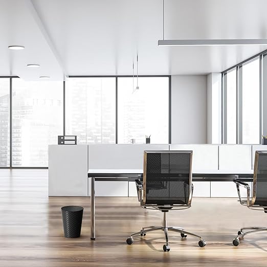 Bathroom Trash Can, 3 Pack 1.8 Gallons Small Trash Can with Trash Bags, Bathroom Garbage Can, Plastic Trash Bin, Round Waste Basket for Bedroom, Office, Kitchen, Room, Compact Space (Black)