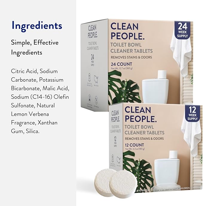 THE CLEAN PEOPLE Toilet Bowl Cleaner | Eco Friendly Toilet Bowl Cleaner Tablets for Removing Hard Water Stains, Rust, and Limescale Buildup (12 Count)
