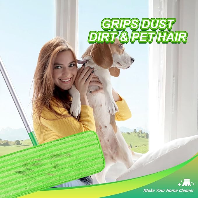 4 Pack Microfiber Mop Pads for Swiffer XL Mops Reusable Wet and Dry Mopping Cloths Compatible with Swiffer Sweeper XL,Washable XL Mop Refill Replacement for All Hardwood Dry & Wet Cleaning (Strip Pad)