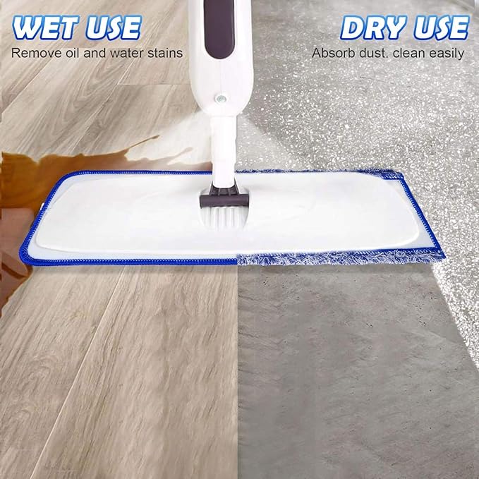 6 Pack Microfiber Cleaning Pads for Mop Hardwood Floor Cleaner Mop Replacement,Deep Microfiber Cleaning Pad Dusting Pad Wet Mop Dry Dust Mop Cleaner (Blue)