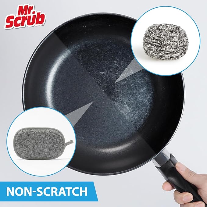 All-Purpose Sponges Kitchen, Non Scratch Dish Sponge for Washing Dishes Cleaning Kitchen, Rough Scrubbers Side for Non-Stick Cookware, Soft Microfiber Scrub Side for Dishes（6 Pack, Large）