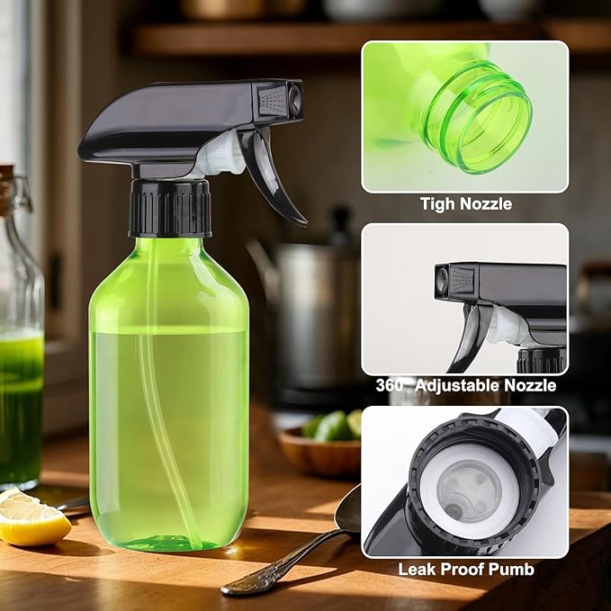 Bynccea Plastic Spray Bottles 2 Packs - 10 oz/300 ml Empty Small Water Spray Bottles - BPA Free Plastic Refillable Containers for Hair, Gardening, Plants