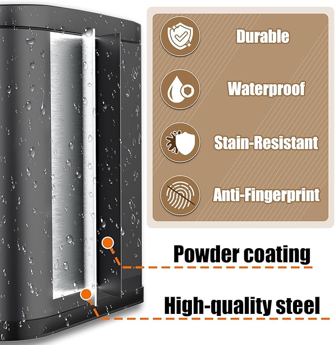 Dog Poop Trash Can Outside with Odor Control Lid & Step Pedal, 3.2Gal Stainless Steel Outdoor Trash Can, Waterproof Dog Waste Container - Includes 3 Carbon Filters & Bin Bag Holder