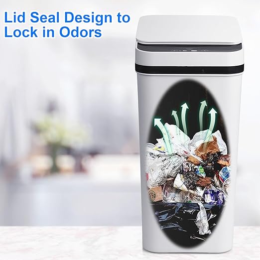 Smart Touchless Bathroom Trash Can 2.2 Gallon Automatic Motion Sensor Rubbish Can with Lid Electric Narrow Small Garbage Bin for Kitchen, Office, Toilet, Bedroom (Grey)