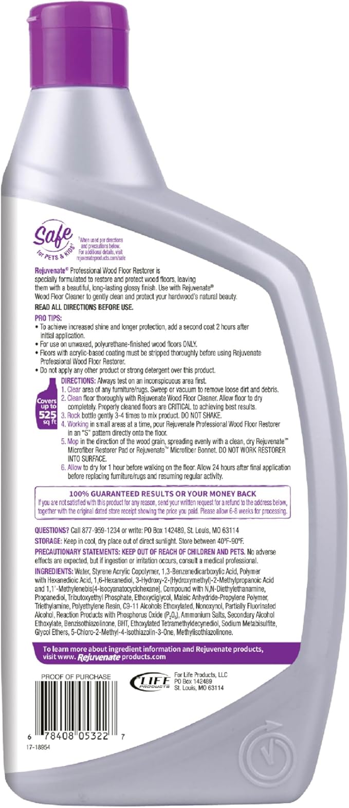 Rejuvenate Professional Wood Floor Restorer and Polish with Durable Finish Non-Toxic Easy Mop On Application High Gloss Finish 32oz