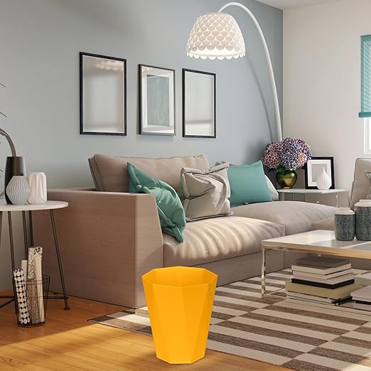 ZXJ Small Trash Can - 1.8 Gallon - Yellow - Waste Basket - Garbage Bin Bathroom,Kitchen,Office,Dormitory,Camping,Kids Room