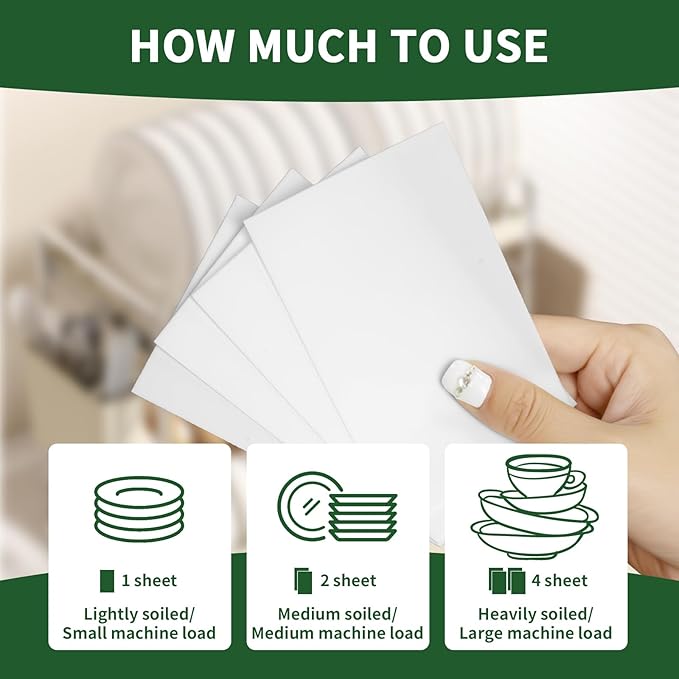 YUCO Dishwasher Detergent Sheets 100 Loads, Liquid-Free Dish Soap Cleaner Strips Eco-Friendly No Plastic Dishwasher Pods Detergent, Use in Dishwasher or Sink, Leaving Dishes Sparkling Clean (Lemon)