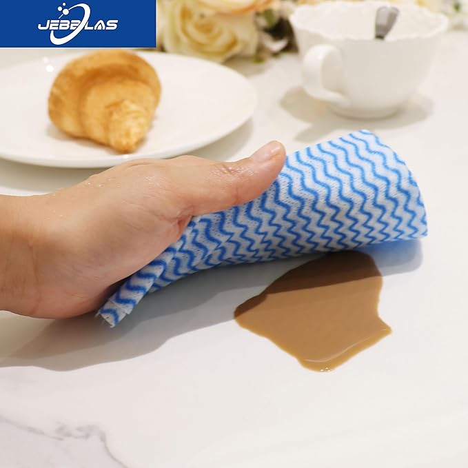 JEBBLAS Handi Wipes Reusable Cloths Dry Cleaning Cloths Dish Towel Kitchen Towel Handy Cleaning Wipes,Pack of 50, Blue