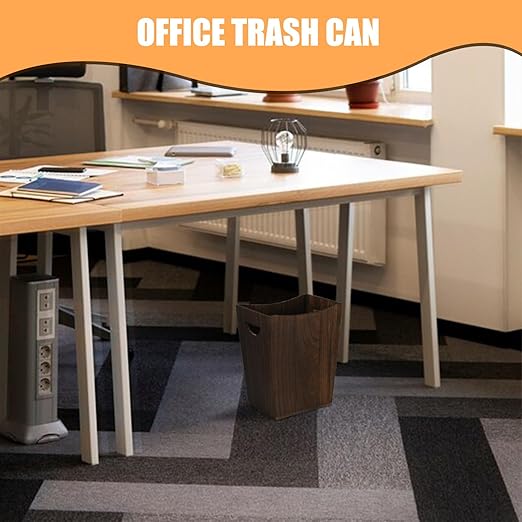 2 Pack Trash Can Wood Waste Basket Wooden Garbage Bins Decorative Farmhouse Trash Can for Bathroom Bedroom Office Desk Living Room (Distressed Brown)