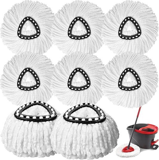 8 PCS Spin Mop Replacement Head,100% Microfiber Mop Heads Replacements with Cedar Mop Replace,360 Degree Round Spin Mop Replacement Head for Easy House Cleaning Floor Mopping