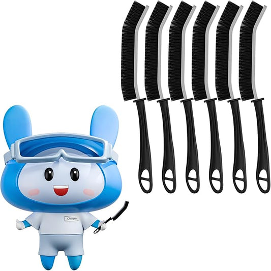 Crevice Cleaning Brushes, Scrub Brush for Hard to Reach Small Space, Home Essentials, Cleaning Supplies, Cleaning Tools for Household Use, Bathroom, Shower, Kitchen, Window, Toilet (6, Black)