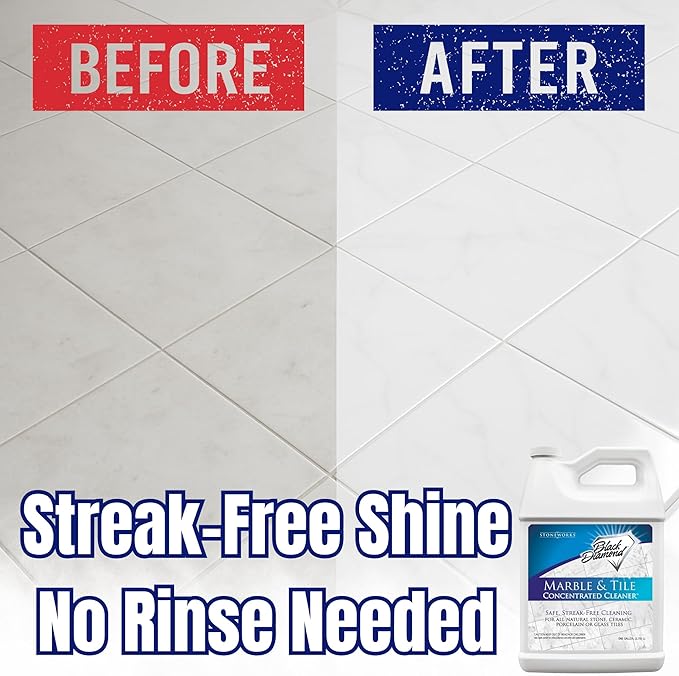 Black Diamond Stoneworks MARBLE & TILE FLOOR CLEANER. Great for Ceramic, Porcelain, Granite, Natural Stone, Vinyl and Brick. No-rinse Concentrate.(4-Gallons)