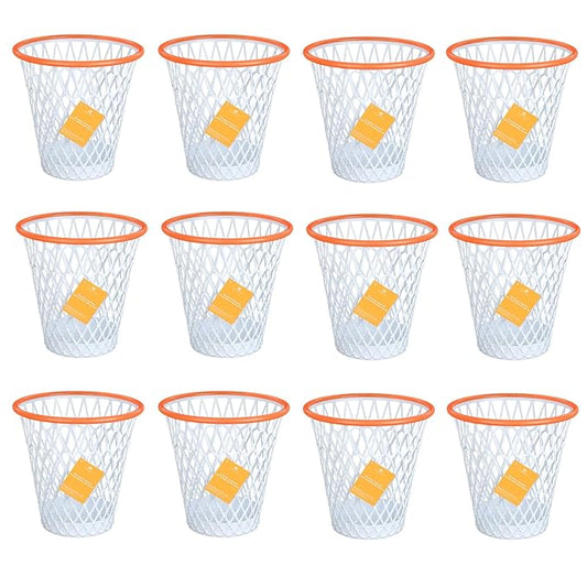 12PCS Basketball Wastebaskets, Basketball Trash Can for Basketball Party,4.5 Gallon Basketball Garbage Can with Removable Hoop, Basketball-themed gift, NBA fans Gift, Durable Sports Decor,Garbage Bin