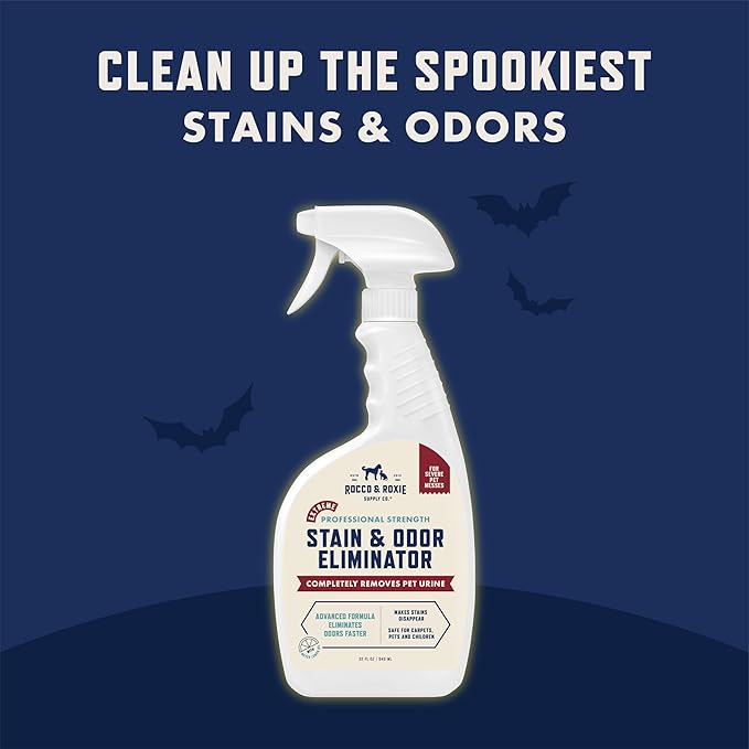 Rocco & Roxie Extreme Stain & Odor Eliminator for Strong Odor, Pet Urine Enzyme Cleaner Destroyer, Stain Remover, Dog Poop and Cat Pee, Enzymatic Carpet Cleaner Spray for Home, Puppy Potty Training