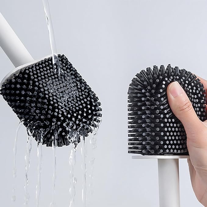 Toilet Plunger and Brush, 2 in 1 Toilet Bowl Brush Plunger Set with Holder, Bathroom Cleaning Tools Combo with Caddy Stand (White)