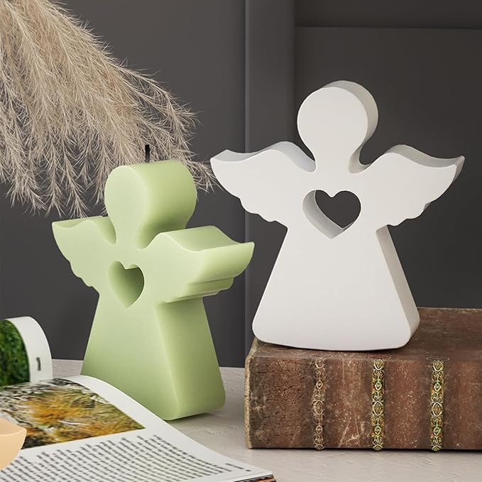 2PCS Heart Angle Silicone Molds, Cute Angle Shape Molds for Resin Candle Concrete, Creative Love Epoxy Resin Casting Clay Plaster Art Craft Gift Making Mold Wall Hanging Valentines Home Decor