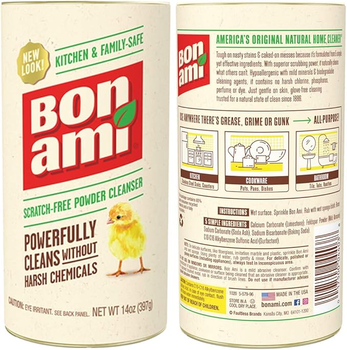 BON AMI Powder Cleanser for Kitchens & Bathrooms - All Types of Surfaces, Cleans Grime & Dirt, Polishes Surfaces, Absorbs Odors (4 Pack)
