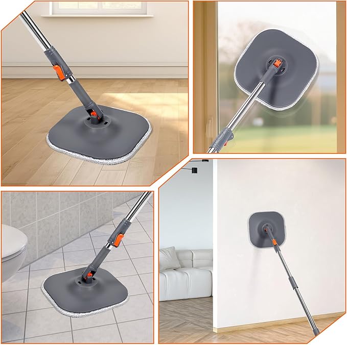 Chabatree Mop and Bucket Set，Spin Mop and Bucket Set with Separate Dirty and Clean Water，12 Replaceable Mop Pads，Deep-Cleaning Mops for Floors, Versatile Mops for Walls