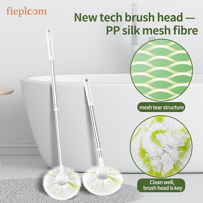 Tub Tile Scrubber Brush with 28" Extendable Pole, 2 Pcs Non-Scratch Soft Tub Brush Mop, Bathroom Brush with Long Handle for Bathtub Shower Sink Basin Tile Wall