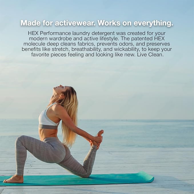 HEX Performance Laundry Detergent, Crisp, 100 Loads (Pack of 2) - Designed for Activewear, Eco-Friendly, Concentrated Formula