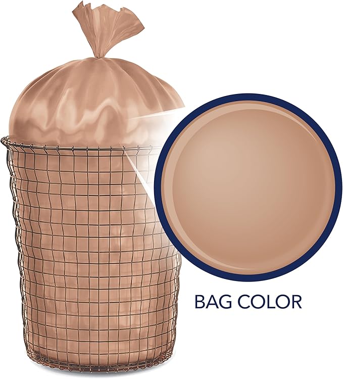 Color Scents Medium Trash Bags - 8 Gallon, 45 Bags (1 Pack of 45 Bags) Twist Tie - Mocha Mousse in Sweet Brewed Bliss Scent with Microban