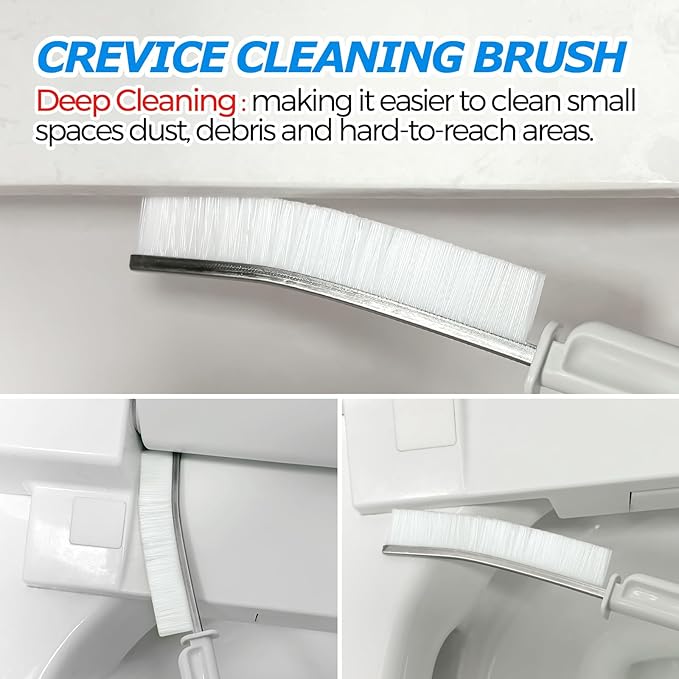 2Pack 3 in 1 Toilet Brush and Plunger Set,Toilet Bowl Brush Plunger Set, Cleaning Supplies, Crevice Cleaning Brush, Bathroom Cleaning Tools, White