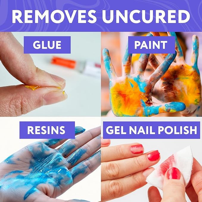 [10oz] Epoxy Resin Cleaner/Remover - Natural Hand Cleaner, Gentle & Moisturizing, For Artists & Resiners, Magically Removes Uncured Resin, Glue, & Paint from Skin, Tools, Molds, Work Surfaces, & More