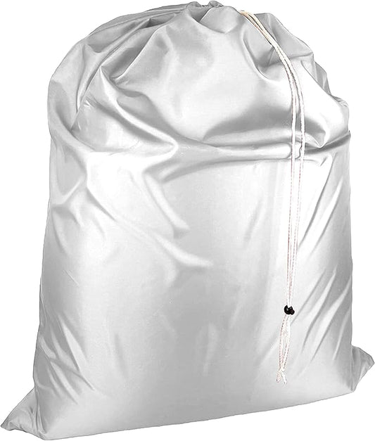 Laundry Bag with Locking Closure Drawstring – Extra Large Heavy Duty 100% Nylon, Large & Foldable Clothes Sack – Lightweight Dirty Laundry Organizer for Travel, Dorm, Gym – L 40" x H 50" (WHITE)