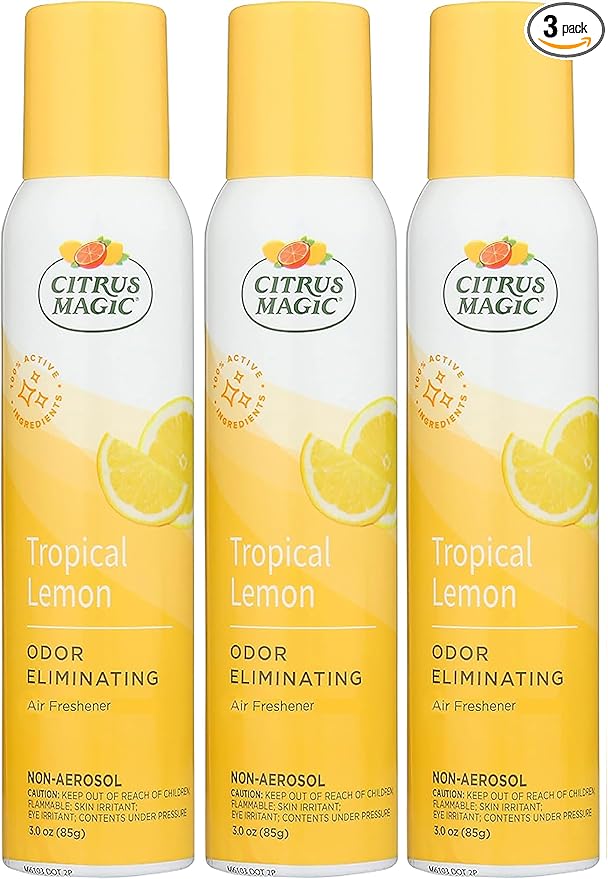Citrus Magic Odor Eliminating Air Freshener Spray, Tropical Lemon, 3-Ounce, Pack of 3