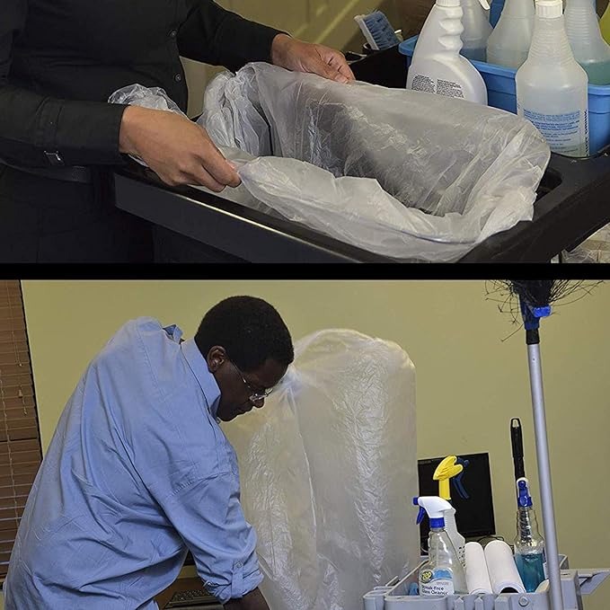 Aluf Plastics - 12-16 Gallon Clear Trash Bags - 24" x 33"- 8 Micron Equivalent High Density Value Garbage Bags for Bathroom, Office, Industrial, Commercial - (1 Pallet of 100 Cases, 10000 Bags Total)