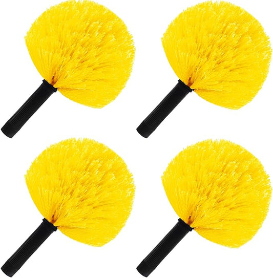 4 Pack Screw on Webster Cobweb Duster Head for Pole,Spider Web Remover Brush, Cobweb Duster Head Attachment,Fits Standard 3/4 inch Threaded Poles (4, Yellow)