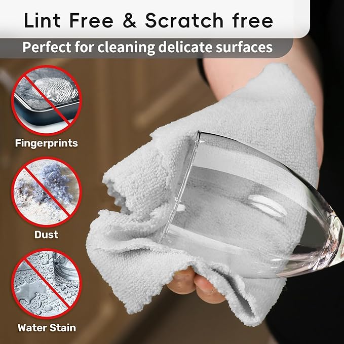 Microfiber Cleaning Cloths Roll, 75 Pack Tear Away Microfiber Towels Roll, 12" x 12" Lint Free Rags, Reusable Cleaning Cloths, Washable, Scratch Free,Ultra Absorbent Dish Rags(Grey)