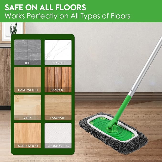 Reusable Wet Pads Refill Compatible with Swiffer Sweeper Mop - Dry Sweeping Cloths & Wet Mopping Cloths for Household Cleaning - Washable Microfiber Mop Pads, 4 Pack (Mop is not Included)