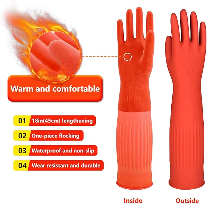 North Tower Long Dishwashing Gloves Length Rubber Reusable Resistant Platos Nitrile,Dishwashing Gloves